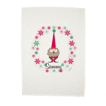 Personalised Christmas Tea Towel - Christmas Santa Gnome